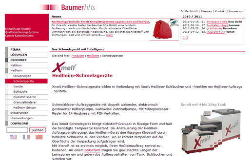 Website Baumer Produktseite